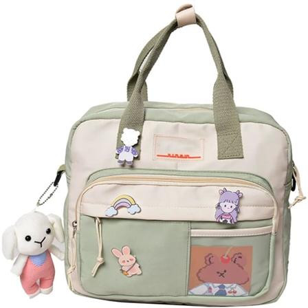 Kawaii-ryggsekk med Kawaii-nål og tilbehør Jenteryggsekk Søt skuldertaske Laptop skolesekk for studenter Ryggsekk