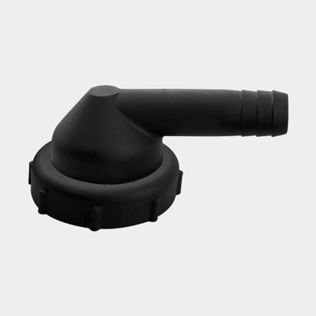 Złączka do zbiorników Nuova Rade, 90°, 1 1/2", Ø12 mm, czarna, plastik, wylot - Jachtowa