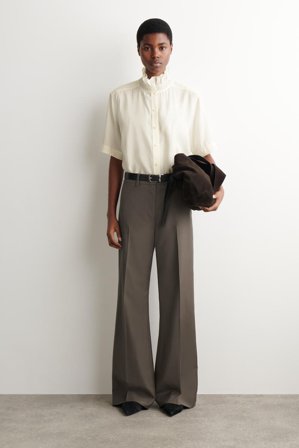 COS Women's Ruffle-Collar Modal Blouse in White