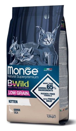 Monge B Wild Low Grain Con Oca Cibo Secco Per Gattini Sacco 1,5