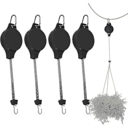 4 Pakke Plantetrins Retractable Plantekrok Trinse Justerbar Plantehenger Hengende Blomsterkurv