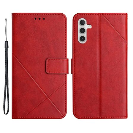 SKALO Samsung A34 5G Kohokuvioitu PU Nahka Lompakkokotelo - Punainen