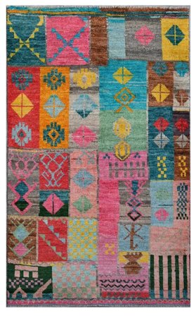 Berber Colourful Teppe Håndknyttet 112X188 Mørk Rød/Svart Afghanistan