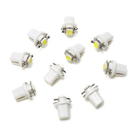 10 st 5 Färger T5 Bil LED Instrumentbräda Indikatorlampa B8.5D 5050 1SMD Instrumentbräda Mätare Instrument T5 Glödlampa Universella Biltillbehör