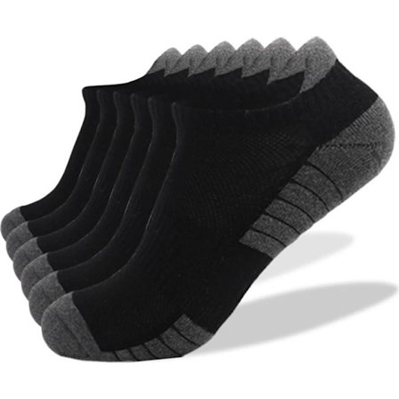 6 par sneakersokker dame herre sportssokker polstrede løpesokker, pustende bomullsstrømper (svart, S35-38)