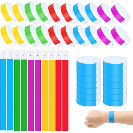 500 st ID Armband, Pappersarmband, Vattentäta ID Armband, Partyarmband, 25x1,9cm, för Evenemang/Festivaler/Konserter, Pappersarmband i 5 Fä