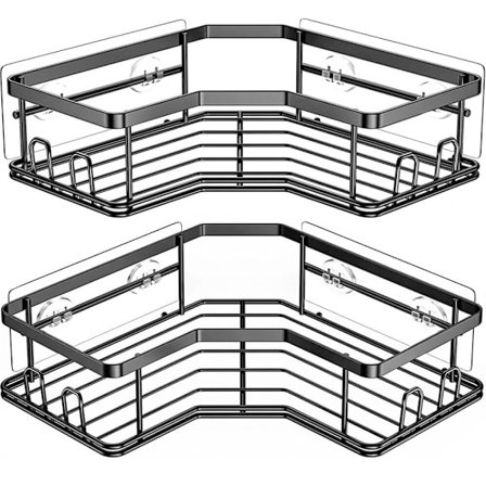 Selvklebende baderomshyller | 2-Pack Dusjhylle uten Drilling Black