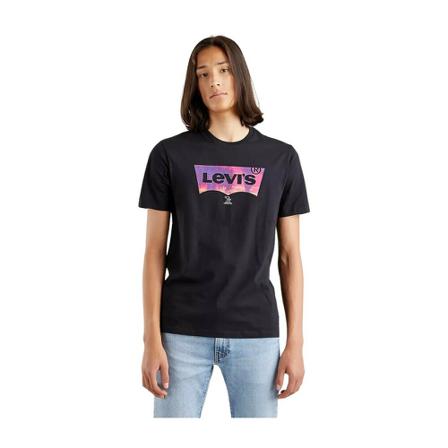 Levi's, Graphic Crewneck Tee Bw Palm T-Shirt Zwart, Heren, Maat:S
