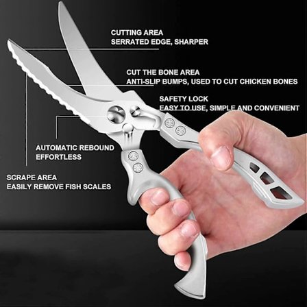 Terävät keittiösakset, monitoimiset ammattimaiset kananluusakset, konepesun kestävät siipikarjasakset, grilliin, kalalle, vihanneksille