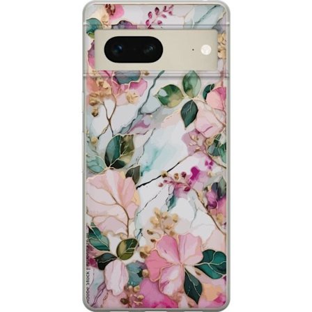 Kompatibel Mobilcover til Google Pixel 7 Abstrakt marmormønster med blomster, blade og gyldne detaljer i bløde pastelfarver