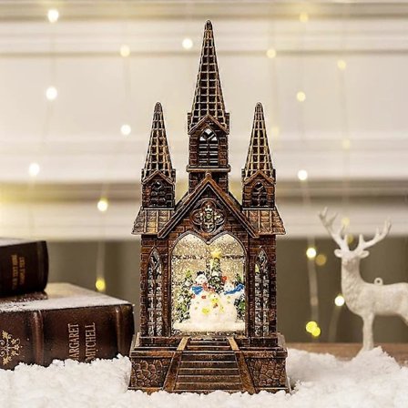 Juldekorationer, jullampor, kyrkspeldosor, lysande kristallkulor, julklappar Stor vattenfylld kyrksnöman 13,5 cm*9 cm*32 cm