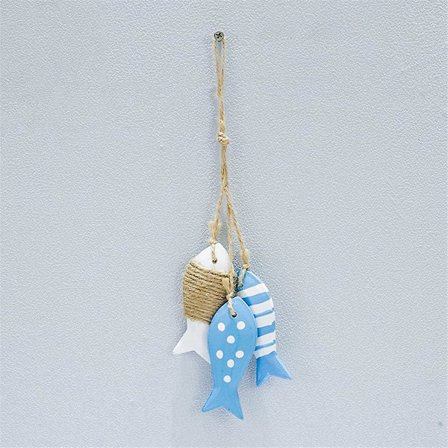 Merellinen seinäkoriste puinen kalakuvio, Välimeren tyyli, puinen riipuskoriste seinälle