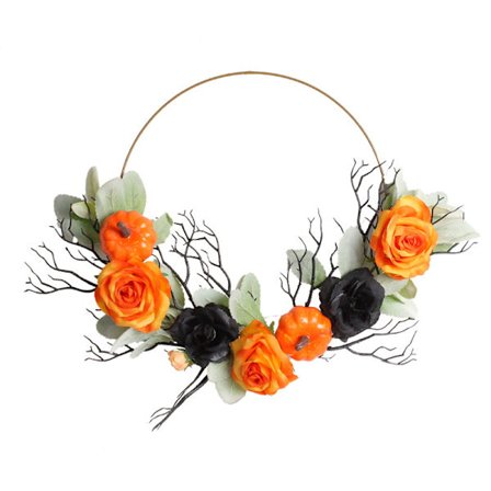 Jernholder Græskar Rose Guirlande Halloween Simuleret Jernkrans Boligindretning Vindue Væghængende