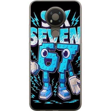 Yhteensopiva Puhelinkuori Nokia Nokia 3.4 Lelukas sininen kuvaus numeroilla Six Seven retro-arkadityyliä vahvalla typografialla ja graafisella pelitu