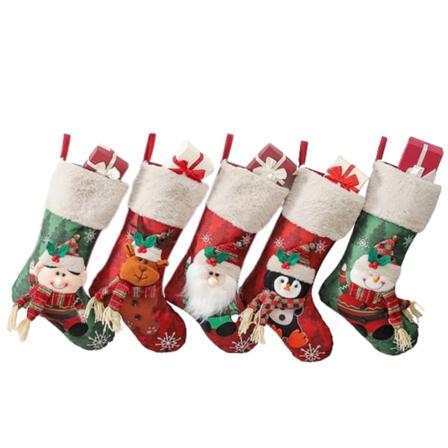Julstrumpor 5-pack, 18'' Xmasstrumpor för heminredning