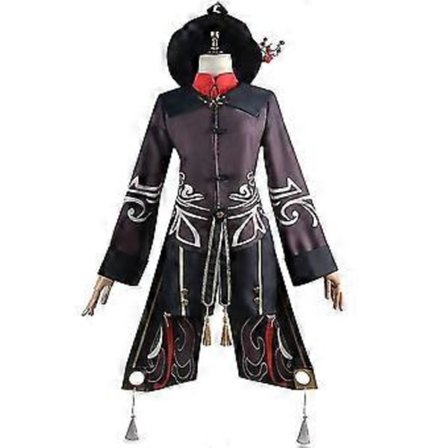 Genshin Impact Hu Tao Cosplay Kostyme Antrekk Spill Nasjonal Stil Lang Hale Dusker Kjole Bukser Uniform Sett Halloween -NMAOV( M)