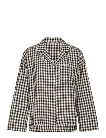 Pyjama Shirt Seersucker Black Lindex