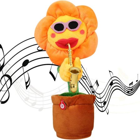 Musikalsk syngende og dansende solsikke, blød plys KLB