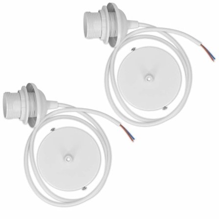 2x elektrisk kabel for lampe - Kabel med E27-sokkel og festering - Opphengslampe for takarmatur