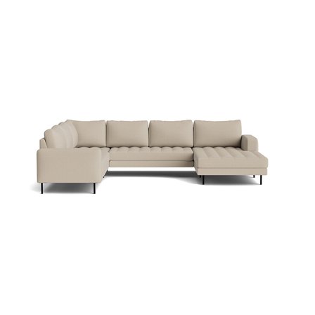 Rouge U-sofa Basel Beige, Højrevendt - 344x254x89cm - Blød/Medium Siddekomfort, Vendbare Ryghynder, Personliggør med Ben i Guld