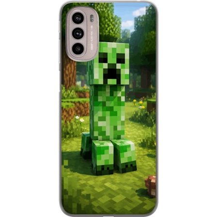 Kompatibelt Mobilskal till Motorola Motorola Moto G41 Block-baserad Creeper-figur i en grön pixell värld, ikonisk spelillustration för barnrum, gam