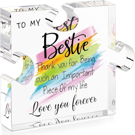 Bestie Gaver til Kvinder - Puslespilsformet Akryl Souvenir - Gaver til Kvinder Ven Fødselsdag Jul Thanksgiving (12,7x9,9cm)