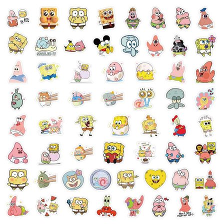 SvampeBob Firkant A - 60 bilder for laptop, gitar, utklippsbok og magasiner, gave One Size