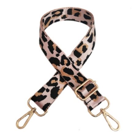Leopardtryckt Bred Axelrem Justerbar Ersättningsväska Bältesrem Guld Leopard Crossbody-remmar för Kvinnor Flickor Canvasväska Plånbok 5 cm Bred