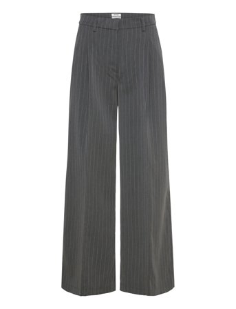 Monki High Waisted Wide Leg Twill Trousers - Grey - 40