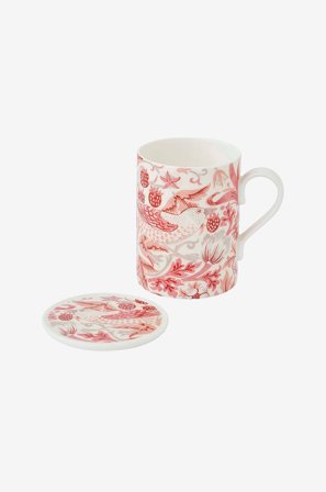 Spode - Krus og underlagssett Morris og Co Strawberry Thief Madder - Rød - Kopper & krus - Fra Homeroom