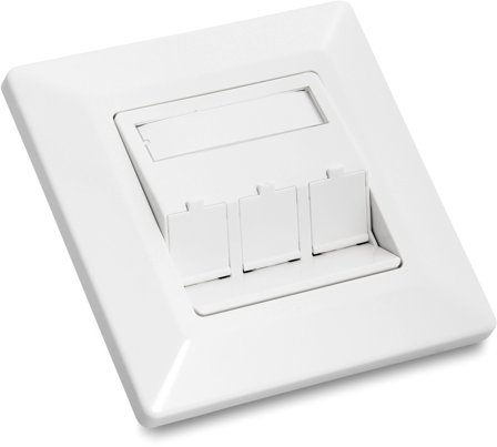 Eurolan 12B-1X-03WT Uttakslokk med støvluke 3 x RJ45-kontakt, Strømbrytere & vegguttak