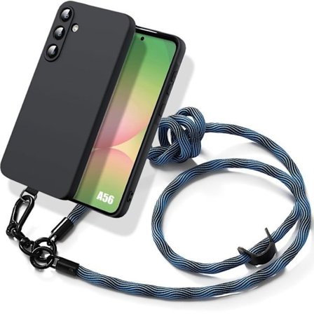 Beskyttelsesskal - BOOLING - til Samsung Galaxy A56 5G - Stødabsorberende Silikone - Aftagelig Blå Snor - Fleksibel