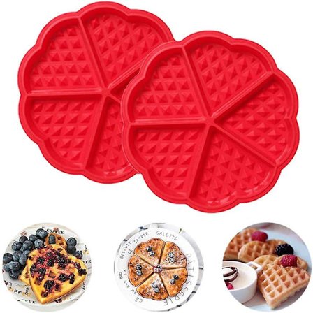 2 stk. hjerteformet silikone vaffel bageform 5 hulrum pandekage muffinform DIY hjemmelavet bagedekoration værktøj