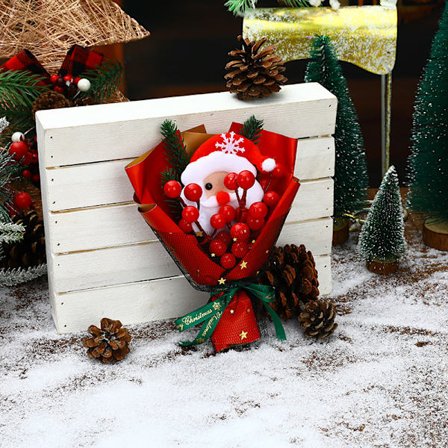 Åtte julebuketter julegaveesker med bomullsfuru frukt tørket blomsterbukett juleepleboksdekorasjon 18*10cm