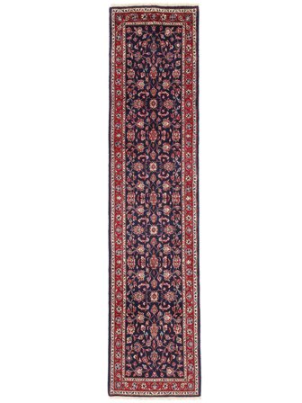 Yazd Rug Hand Knotted 68X293 Runner Black/Dark Red Persia