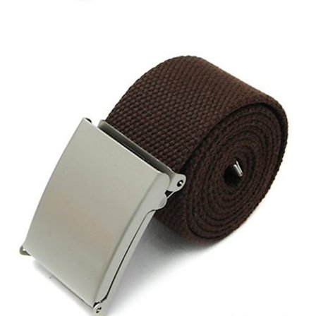 Skärp i brunt canvas tyg bälte unisex justerbar längd