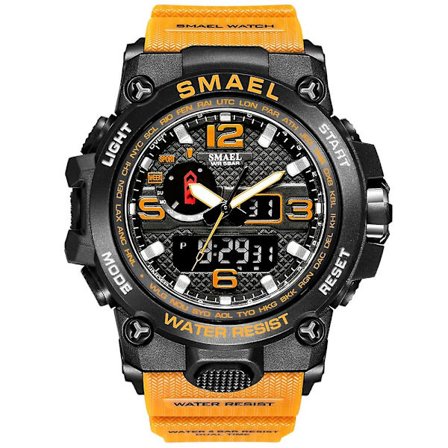 Smael klockor för män 50 m vattentät klocka Alarm Reloj Hombre 1545d Dual Display Armbandsur Quartz Military Watch Sport Ny Herr