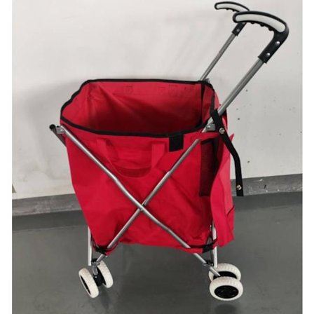 COSTWAY-90 L Taitettava ostoskori - 360° jarrutus ja ohjaus - Oxford laukku - Vedenpitävä - Teräsrunko - 54 kg Kantavuus - Punainen