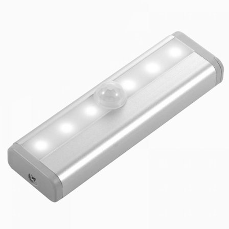 6LED Skabslampe med bevægelses- og lyssensor, dobbelt induktion natlampe til garderobeskab spejl skuffe