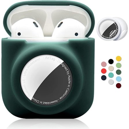 2 i 1 cover kompatibelt med Airpod 1&2 och AirTag , mjukt cover för Airpod 1&2 och AirTag