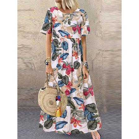 Bohemian Holiday Sundress Summer Women Vintage Blommig Printed S