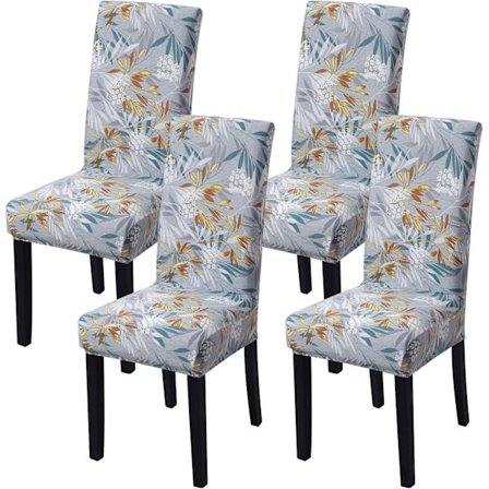 4-pakning julestoltrekk stretch avtagbart vaskbart spisestue bladmønster1 Leaf Pattern1-FX-