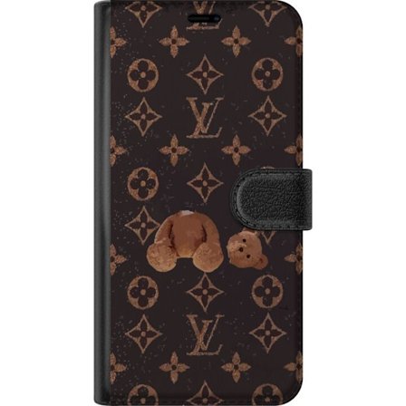 Kompatibel Tegnebogsetui til Samsung Samsung Galaxy A36 Luksuriøst monogrammønster med knust bamse i mørk modeæstetik