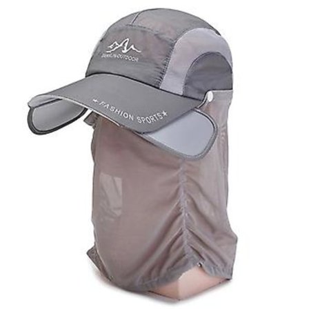 Avtakbar Solhatt med Nakkebeskyttelse UV-beskyttelse Komfortabel Solhatt for Fjellklatring (Lysegrå)