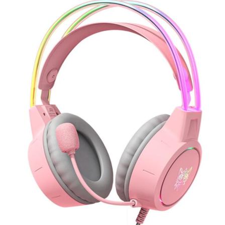 Upplyst Trådbunden Spelheadset (rosa)