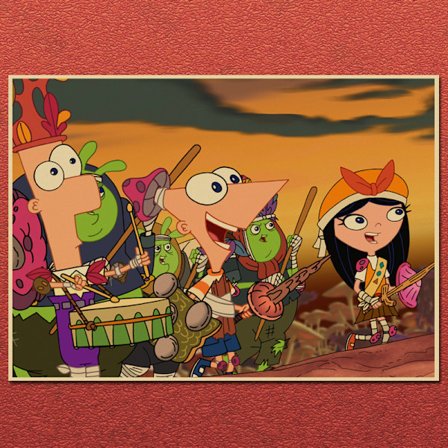 Phineas og Ferb Animeret Tegnefilm Kraftpapir Plakat, Børnekomedie Anime Dekorativt Maleri, Kollegie Vægklistermærke med Ramme (A3) 42x30cm