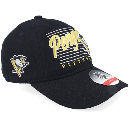 Outerstuff - NHL Zwart unconstructed Cap - Kids Pittsburgh Penguins Retro Wooly Black Dad Cap @ Hatstore