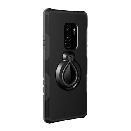 Samsung Galaxy S9 + | Hårt, Svart Skal med Magnet och Ringhållare