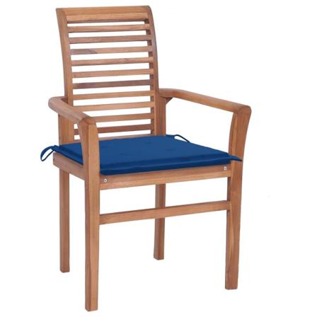 Vidaxl Matstolar 6 St Med Kungsblå Dynor Massiv Teak Blå