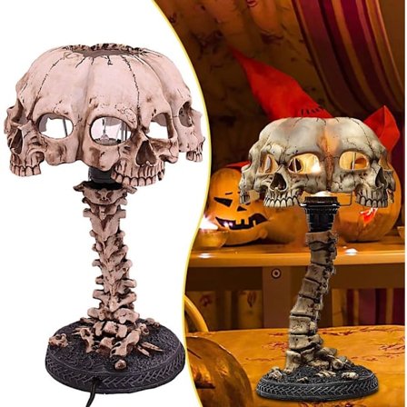 Skelet Bordlampe Kreativ Skelet Natlys Halloween Industriel Retro Stil Lampe Gyser Soveværelse Dekoration